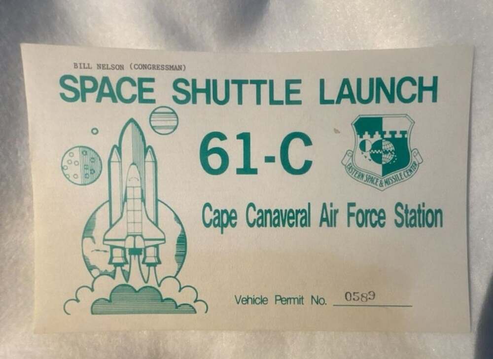 Vintage Space Shuttle Launch 61-C Cape Canaveral Vehicle Permit Pass